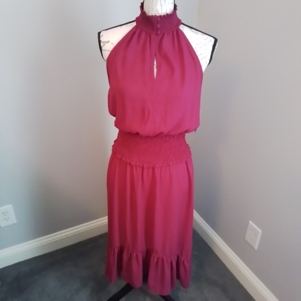 NWT CeCe Pink Sleeveless Ruffle Dress - S